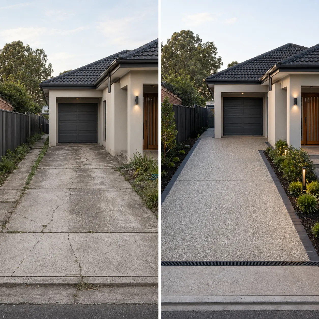 Before and after concreting work
