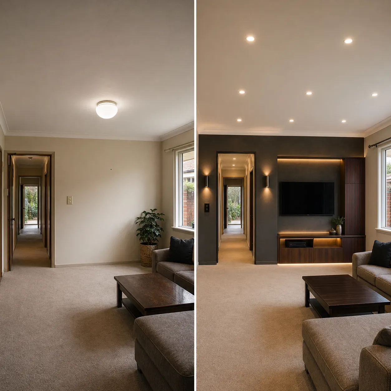 Before and after electrical upgrade