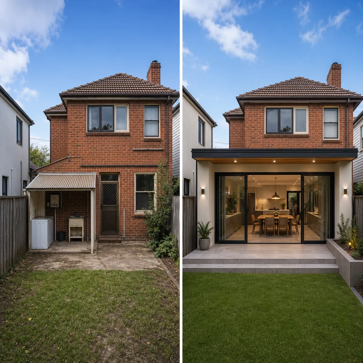 Before and after rear extension