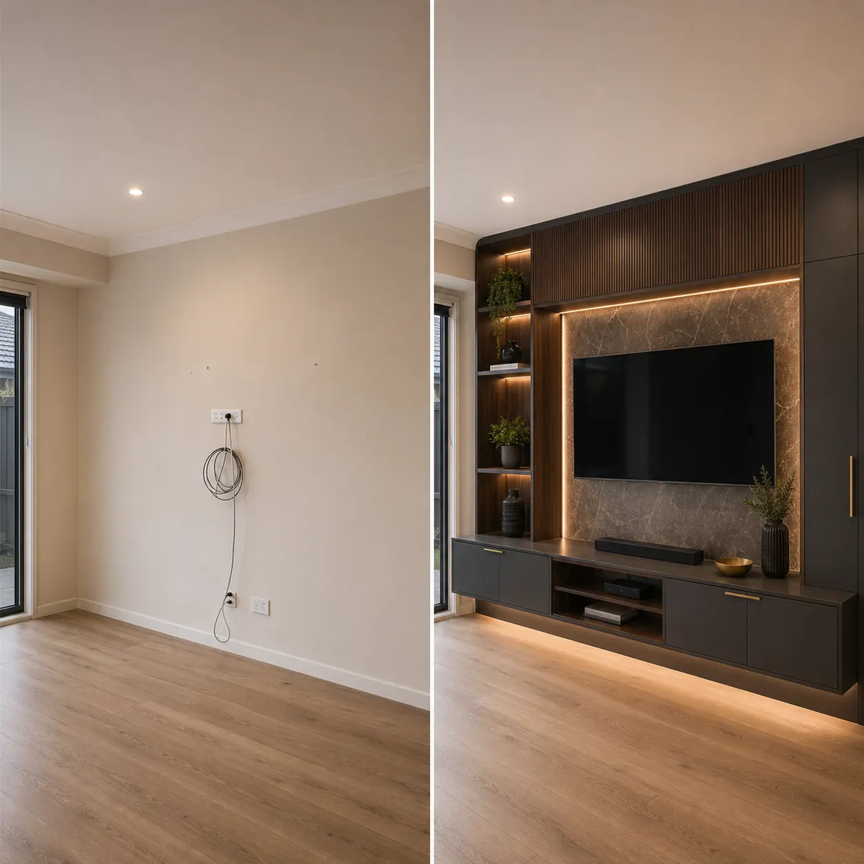 Before and after custom joinery